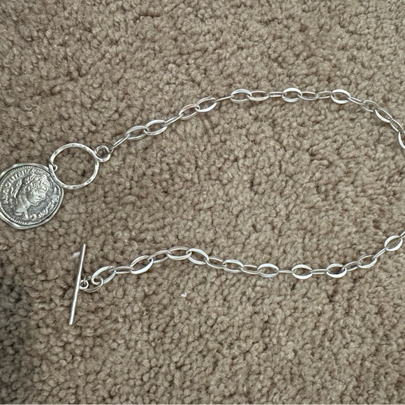 Silver Chain Necklace with Coin Pendant - Picture 4 of 8